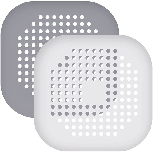 2 pièces Filtre Évier en Silicone Filtre Drain de Douche, Attrape-Cheveux, Protections de vidange en Silicone, Gris et Blanc