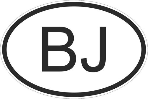 Autocollant Sticker Drapeau Oval Code Pays Voiture Moto Benin Beninois Bj