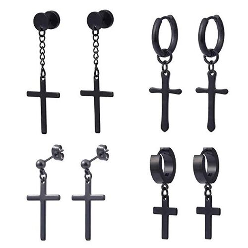 4pairs/Set Stylish Dangle Earring For Cross Pendant Earring For Boyfriend Girlfr