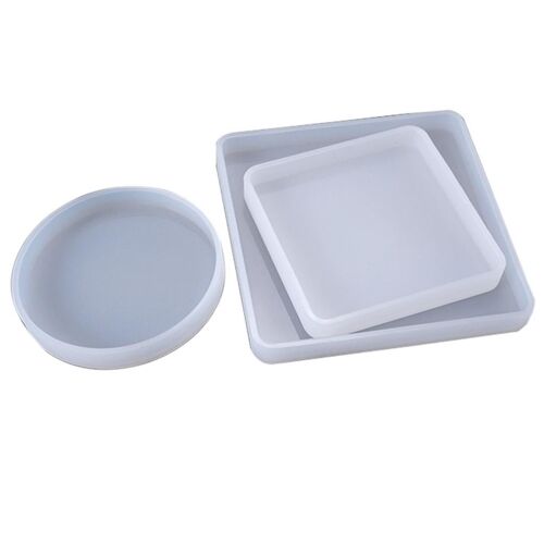 3 Pcs Cristal Époxy Silicone Moule Bricolage Surbrillance Miroir Carré Rond Moule Décor