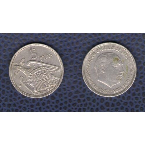 Espagne 1957 Pièce De Monnaie Coin 5 Pesetas Franco Caudillo