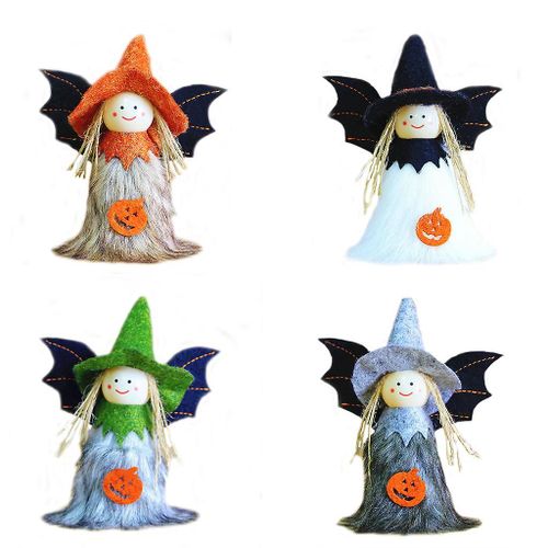 4pcs Halloween Plush Toys Set Cute 3d Pumpkin Witch Angel For Doll For Kids Gift Farmhouse Halloween Decorations