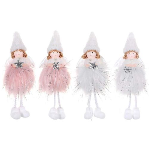 4pcs Cute Plush Christmas Angel Girl For Doll Decoration Hanging Xmas Tree Ornam