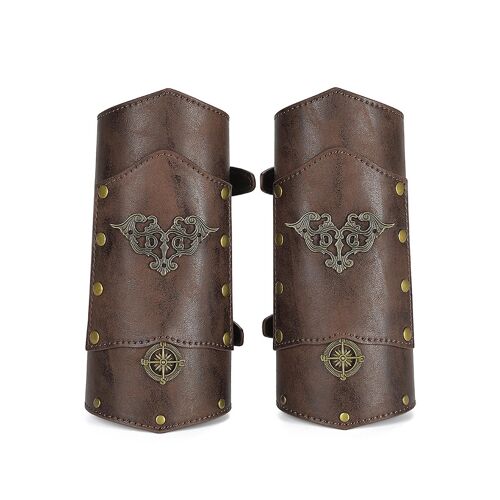 1 Paire Adultes Faux Cuir Bras Gardes Punk Large Tir À L'arc Large Bracers Gauntlet Bracelet Bracelet Médiéval