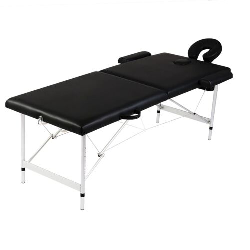 Table De Massage Pliante 2 Zones Noir Cadre En Aluminium