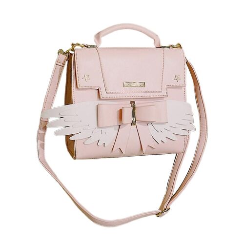 Womens Cute Wings Shoulder Bag Small Crossbody Bag Pu Messenger Bag Pink Handbag