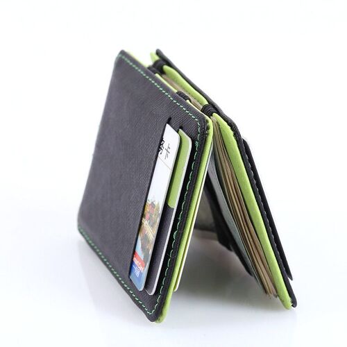 Porte-cartes Magic PU à rabat court pour homme, vert,LV1286