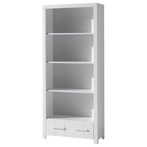 Vipack Erik Bibliothque Bois Laqu Blanc 3 Tablettes Et 1 Tiroir L87xh205cm