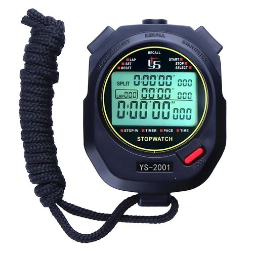 Chronomètre Sport Timer Lap Split Chronomètre Avec Horloge Calendrier Alarme, Antichoc