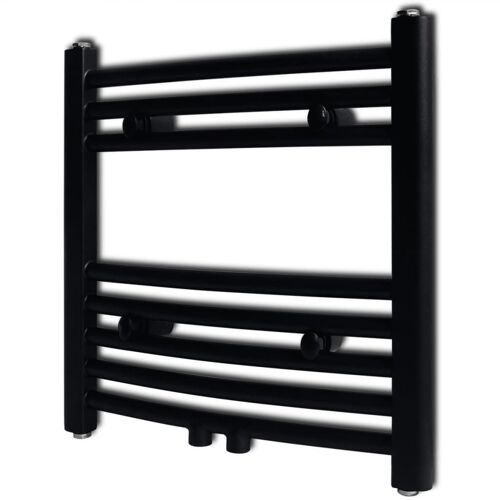 Sèche-serviettes eau chaude à rails incurvés Noirs de 480 x 480 mm