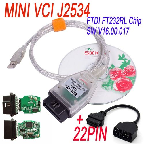 Mini Vci J2534 Pour Toyota Tis Techstream +22pin Toyota Diagnostic Cable