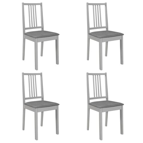 vidaXL 4 pcs Chaises Ã  dÃ®ner avec coussins Gris Bois solide