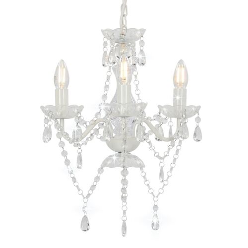 Vidaxl Lustre Avec Perles Blanc Rond 3 X E14