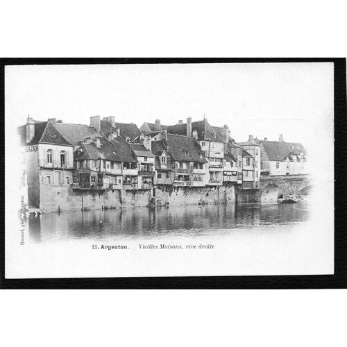 Carte Postale Ancienne, France, Indre ( 36 ), Argenton, Vieilles Maisons Rive Droite