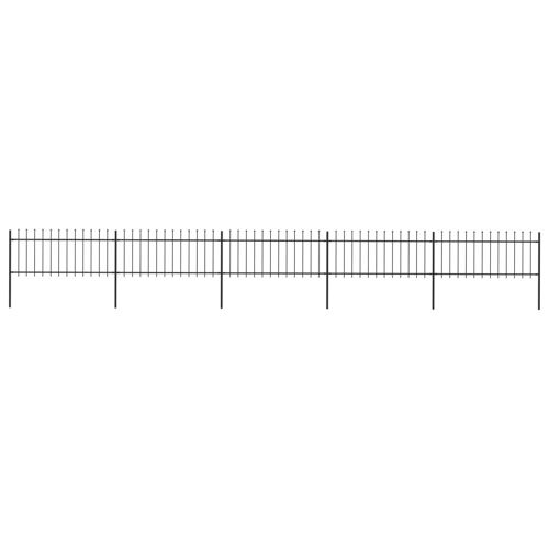 Clôture De Jardin Avec Dessus En Lance Acier 8,5x0,8 M Noir