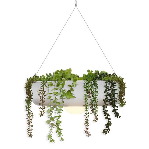 Jardinière Ronde Suspendue Avec Éclairage Sans Fil Elba 39 Cm De Diamètre