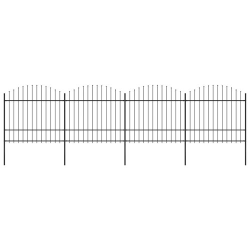 Vidaxl Clôture De Jardin À Dessus En Lance Acier (1,5-1,75)X6,8 M Noir