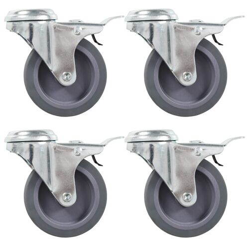 vidaXL 8 pcs Roulettes pivotantes à trou de boulon 75 mm