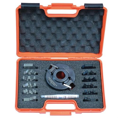 Coffret fraise universelle avec 7 couteaux profilés avec limiteurs pour bois tendre meubles de cuisine et portes MW-Tech FK100X40-50 D30 ST