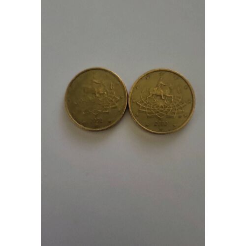 2 Pièces De 50 Cent D'euro Italie 2002