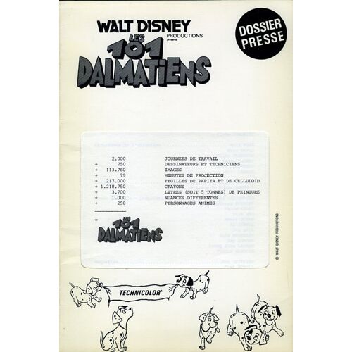 Les 101 Dalmatiens - Dossier Presse - Walt Disney - Clyde Geronimi, Hamilton Luske, Wolfgang Reitman