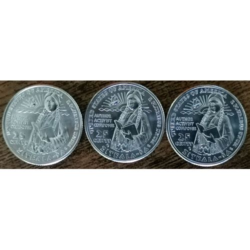 Lot 3 Quarter Dollar Usa Zitkala-Sa - 2024 D / P & S - American Woman