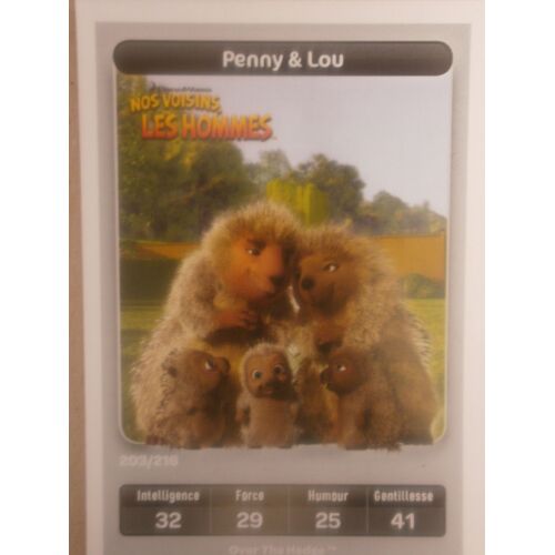 Carte Dreamworks Carrefour 203 - Penny Et Lou (Nos Voisins Les Hommes) 