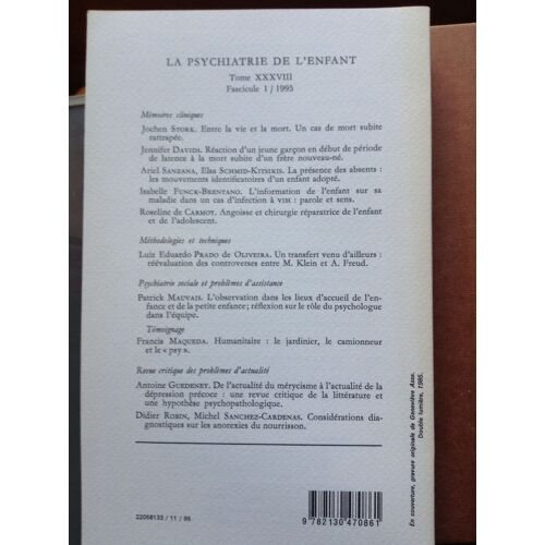 La Psychiatrie De L'enfant 37  1/1995
