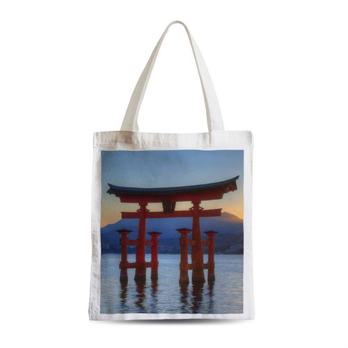 Grand Sac Shopping Plage Etudiant Japon Itsukushima Sanctuaire Tori Paysage Couche de soleil