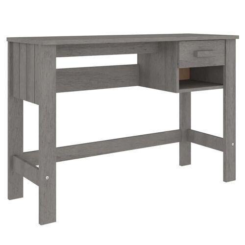 Bureau table poste de travail meuble d'ordinateur informatique étude HAMAR clair 110 x 40 x 75 cm bois massif de pin gris Helloshop26 02_0023852