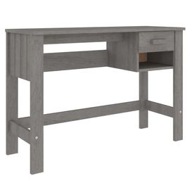 Bureau Table Poste De Travail Meuble D'ordinateur Informatique Étude Hamar Clair 110 X 40 X 75 Cm Bois Massif De Pin Gris Helloshop26 02_0023852