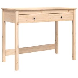 Bureau Table Poste De Travail Meuble D'ordinateur Informatique Étude Avec Tiroirs 100 X 50 X 78 Cm Bois Massif De Pin Brun Helloshop26 02_0023459
