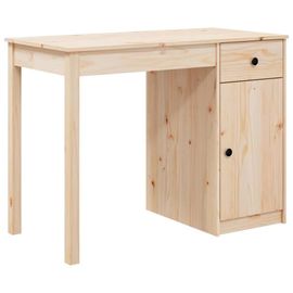 Bureau Table Poste De Travail Meuble D'ordinateur Informatique Étude 100 X 50 X 75 Cm Bois Massif De Pin Brun Helloshop26 02_0023367