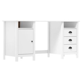 Bureau Table Poste De Travail Meuble D'ordinateur Informatique Étude Hill 150 X 50 X 74 Cm Bois De Pin Solide Blanc Helloshop26 02_0023861