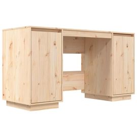 Bureau Table Poste De Travail Meuble D'ordinateur Informatique Étude 140 X 50 X 75 Cm Bois Massif De Pin Brun Helloshop26 02_0023378