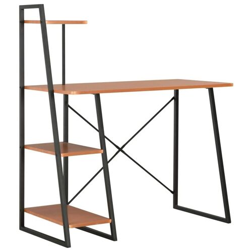 Bureau table poste de travail meuble d'ordinateur informatique étude avec étagère et 102 x 50 x 117 cm brun Helloshop26 02_0023481