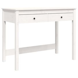 Bureau Table Poste De Travail Meuble D'ordinateur Informatique Étude Avec Tiroirs 100 X 50 X 78 Cm Bois Massif De Pin Blanc Helloshop26 02_0023464