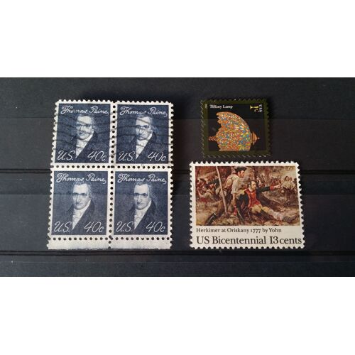 1 Bloc De 4 Timbres + 2 Timbres Obliteres Etats-Unis Usa