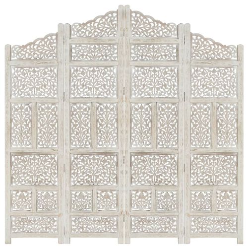 vidaXL Cloison de séparation 4 panneaux Blanc 160x165 cm Bois manguier