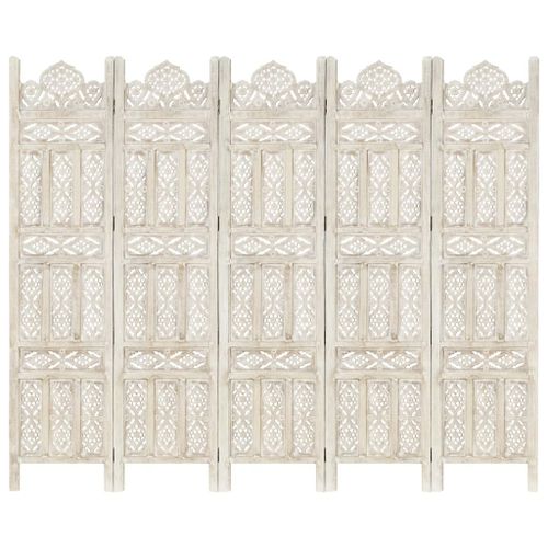 vidaXL Cloison de séparation 5 panneaux Blanc 200x165 cm Bois manguier