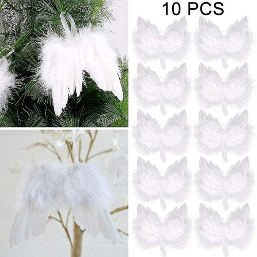Lot De 10 Mini Ailes D'ange Gardien Blanches En Plumes, Décoration D'arbre
