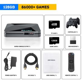 X2 Pro-128g-706w-2 - Super Console X2 Pro Game Box, Console De Jeu Vidéo Rétro, Tv Box, 100000 Jeux Vidéo Pour Psp, Ps1, Sega Saturn, Dc, N64, Manette De Jeu