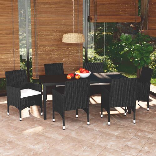 Vidaxl Mobilier À Dîner De Jardin Et Coussins 7pcs Résine Tressée Noir