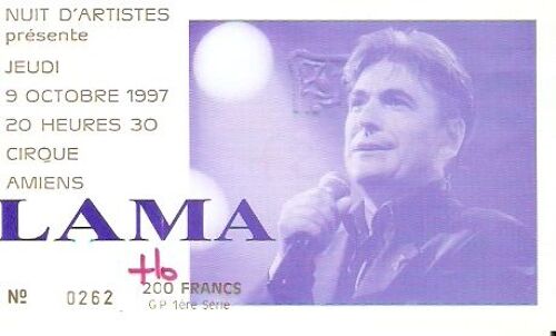 Ancien Billet De Concert Serge Lama À Amiens Le 9 Octobre 1997