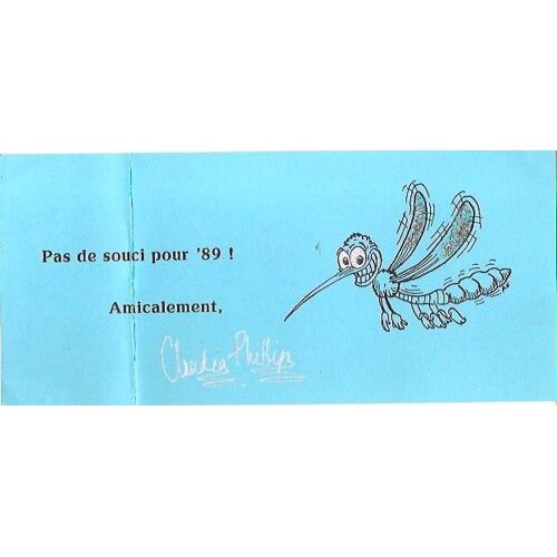 Carton De Voeux Dédicacé 1989 Format 10x21cm / Chanteuse Années 80 Claudia Phillips