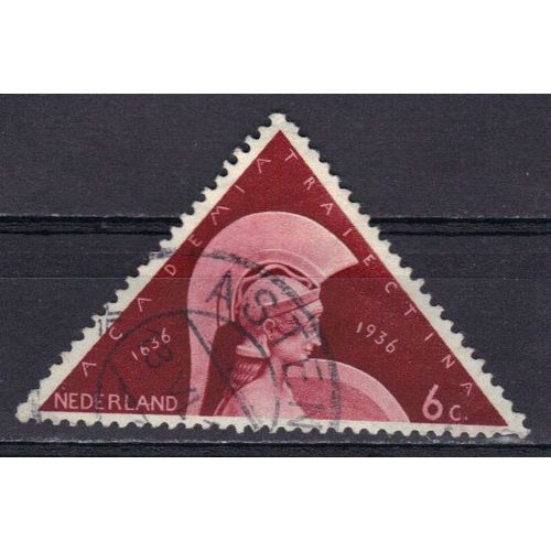 Pays-Bas 1936 : Tricentenaire De La Fondation De L'académie D'utrecht : Pallas Athéna - Timbre 6 C. Grenat Oblitéré 