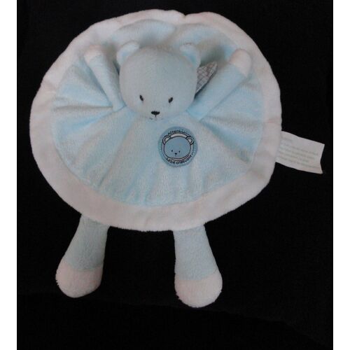 Doudou Plat Rond Ours Bleu Et Blanc Kimbaloo