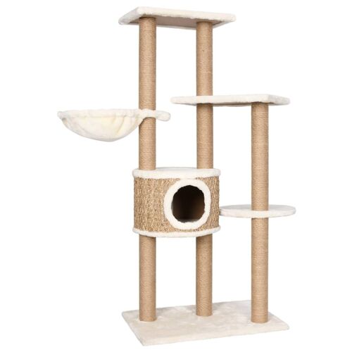Arbre À Chat Meuble Tour Grimper Jouet Grattage Grattoir Escalade Plateforme Avec Griffoirs 126 Cm Herbiers Marins Beige Helloshop26 02_0022446