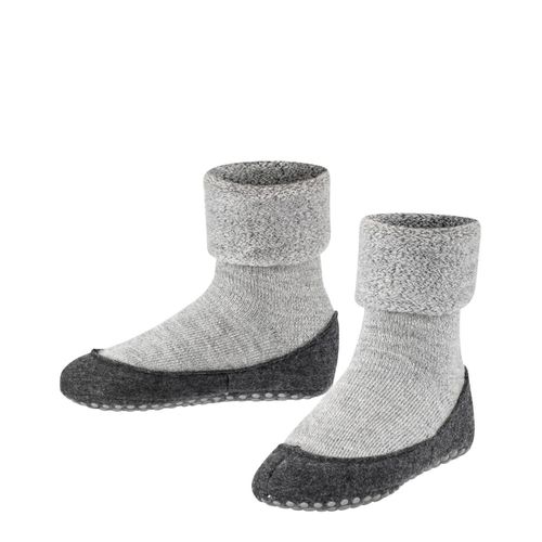 Falke Chaussons Enfants Cosyshoe, Pantoufles, Antidérapant, Laine Vierge Gris Clair 35-36