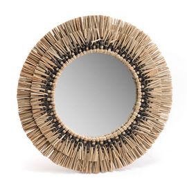 Miroir en paille Ethnique noir 36cm